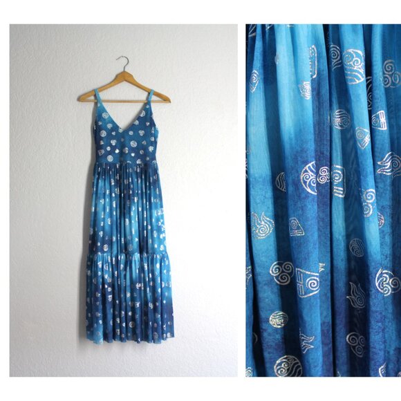 BlackMilk Avatar: The Last Airbender Earth Air Fire Water Sheer Midaxi Dress S - Picture 2 of 13
